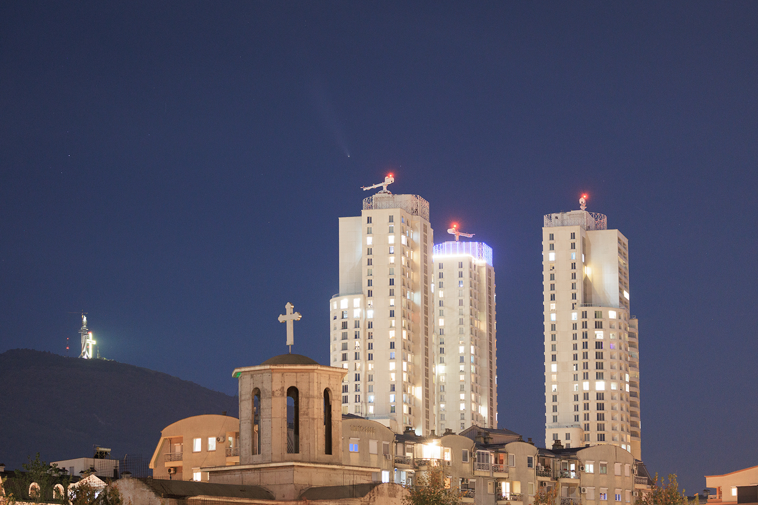 Comet over Skyscrapers